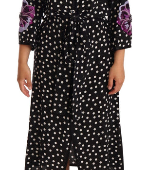 Dolce & Gabbana Elegant Silk Polka Dot Sequin Midi Dress Dolce & Gabbana 