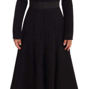 Dolce &amp; Gabbana Elegant Black Stretch Sheath Mid-Calf Dress