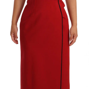 Dolce & Gabbana Elegant Sweetheart Midi Dress in Red