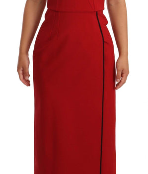 Dolce & Gabbana Elegant Sweetheart Midi Dress in Red Dolce & Gabbana 