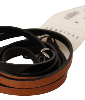 Costume National Brown Leather Silver Tone Buckle Belt Costume National 