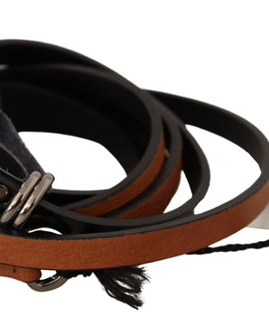 Costume National Brown Leather Silver Tone Buckle Belt Costume National 