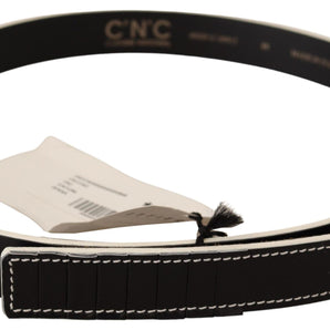 Costume National Black White Leather Fashion Waist Belt