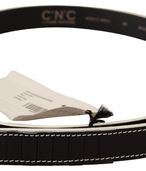 Costume National Black White Leather Fashion Waist Belt Costume National 