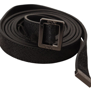 Costume National Chic Black Leather Fashion Belt with Metal Buckle