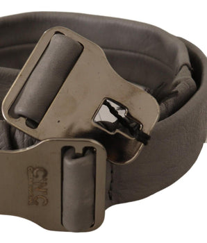 Costume National Gray Leather Silver Buckle Waist Belt Costume National 