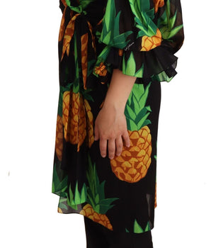 Dolce & Gabbana Vibrant Pineapple Draped Wrap Dress Dolce & Gabbana 