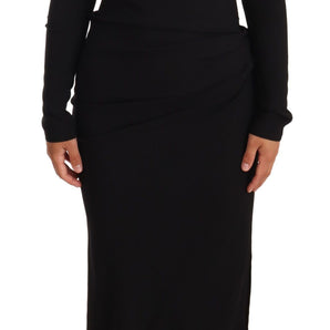 Dolce &amp; Gabbana Elegant Black Turtleneck Sheath Dress