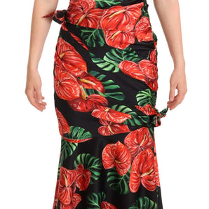 Dolce &amp; Gabbana Elegant Floral Silk Draped Dress