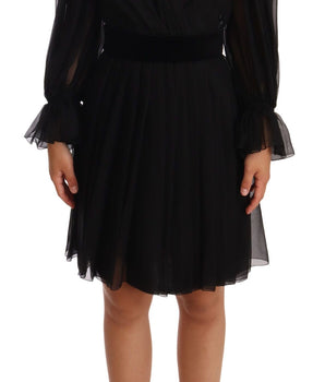 Dolce & Gabbana Elegant V-Neck Silk Blend Mini Dress Dolce & Gabbana 