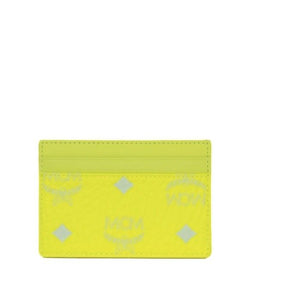 MCM Spectrum Diamond Mini Neon Yellow Visetos Leather Card Case Holder Wallet