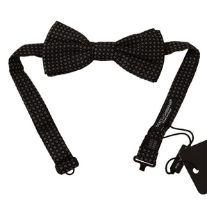 Dolce & Gabbana Elegant Black Patterned Silk Bow Tie