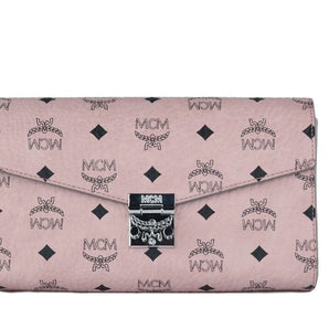 MCM Medium Soft Pink Signature Diamond Logo Leather Clutch Crossbody Handbag MCM 