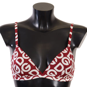 Dolce &amp; Gabbana Red Cotton Logo Printed Designer Bra