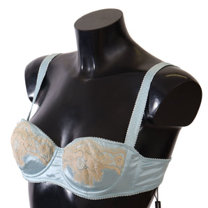 Dolce &amp; Gabbana Elegant Silk Blend Balconette Bra in Light Blue