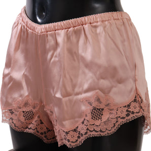 Dolce & Gabbana Elegant Powder Pink Silk Lace Lingerie Shorts