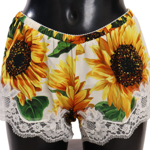 Dolce &amp; Gabbana Shorts De Lencería Con Encaje De Girasoles - Mezcla De Seda