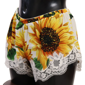 Dolce &amp; Gabbana Shorts De Lencería Con Encaje De Girasoles - Mezcla De Seda