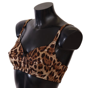 Dolce &amp; Gabbana Elegant Silk Leopard Print Bra