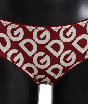 Dolce &amp; Gabbana Braguitas de baño Chic con logo granate y blanco