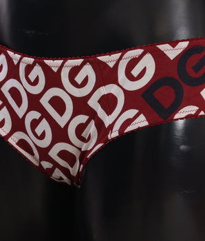 Dolce &amp; Gabbana Braguitas de baño Chic con logo granate y blanco