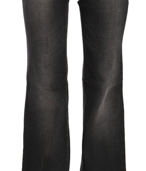 John Galliano Black Washed Mid Waist Flared Denim Casual Jeans John Galliano 