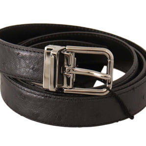 Dolce & Gabbana Elegant Black Leather Belt with Silver Buckle