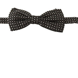 Dolce &amp; Gabbana Elegant Silk Black Bow Tie with Metal Clasp Detail