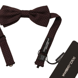 Dolce &amp; Gabbana Elegant Brown Dot Pattern Silk Bow Tie