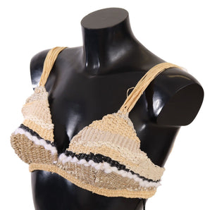 Dolce &amp; Gabbana Chic Beige Crochet Cropped Top