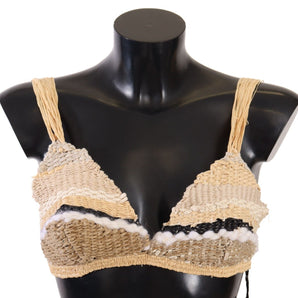 Dolce &amp; Gabbana Top corto de crochet beige elegante