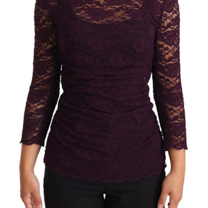 Dolce &amp; Gabbana Elegant Sheer Lace Long Sleeve Blouse