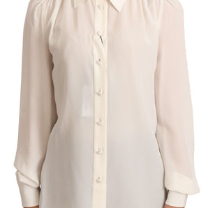 Dolce &amp; Gabbana Elegant Silk Top in Off White