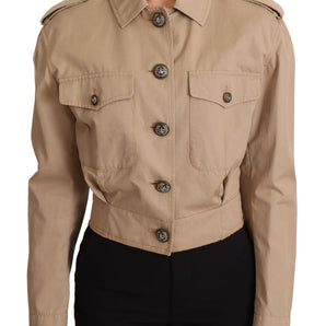 Dolce &amp; Gabbana Elegant Cropped Cotton Jacket in Beige