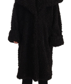 Dolce & Gabbana Elegant Black Fur Cape Trench Coat Dolce & Gabbana 