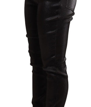 Dolce & Gabbana Black Silver Lurex Thread Cotton Stretch Pants Dolce & Gabbana 