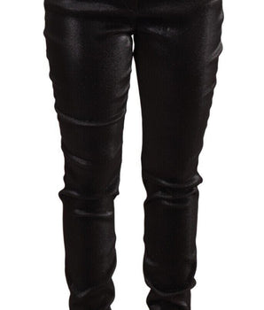 Dolce & Gabbana Black Silver Lurex Thread Cotton Stretch Pants Dolce & Gabbana 