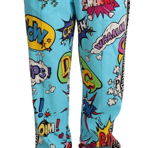 Dolce & Gabbana Chic Cartoon Print Knitted Jogger Pants