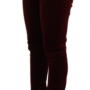 Dolce & Gabbana Elegant Red Velvet Skinny Pants