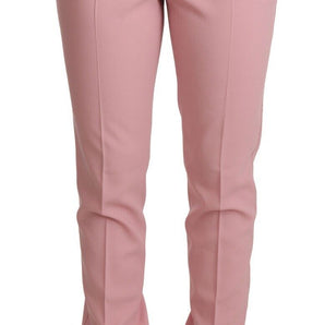 Dolce &amp; Gabbana Elegante pantalón cónico de lana rosa