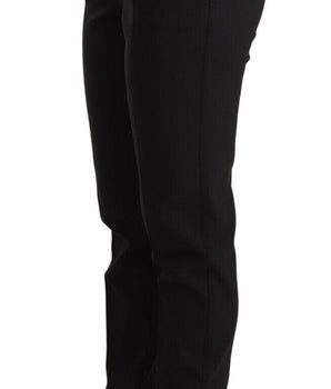 Dolce & Gabbana Black Tapered Women Trouser Virgin Wool Pants Dolce & Gabbana 