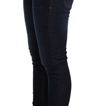 Versace Jeans Dark Blue Cotton Low Waist Skinny Denim Jeans Versace Jeans 