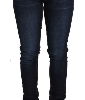 Versace Jeans Dark Blue Cotton Low Waist Skinny Denim Jeans Versace Jeans 
