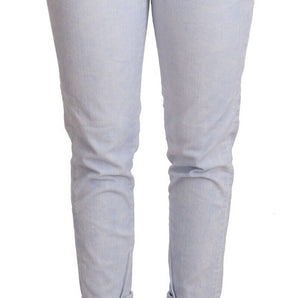 Acht Light Blue Cotton Push Up Denim Jeans