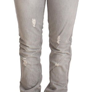 Acht Chic Slim Fit Tattered Gray Wash Jeans