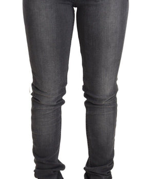 Acht Gray Washed Cotton Slim Fit Low Waist Women Denim Trouser Jeans