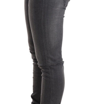 Acht Gray Washed Cotton Slim Fit Low Waist Women Denim Trouser Jeans