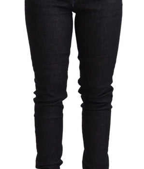 Acht Blue Cotton Low Waist Slim Fit Denim Women Trouser Jeans