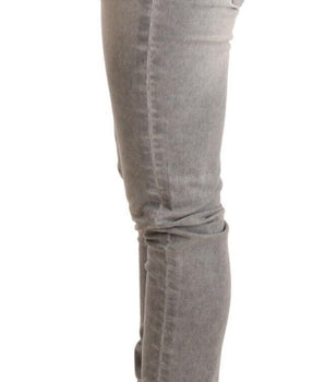 Acht Light Gray Washed Cotton Slim Fit Denim Women Trouser Jeans