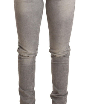 Acht Light Gray Washed Cotton Slim Fit Denim Women Trouser Jeans